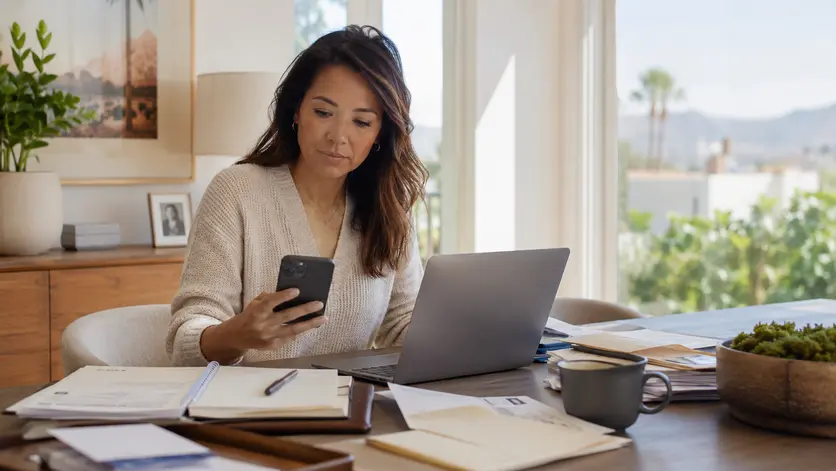 Los Angeles caregiver managing healthcare coordination from home