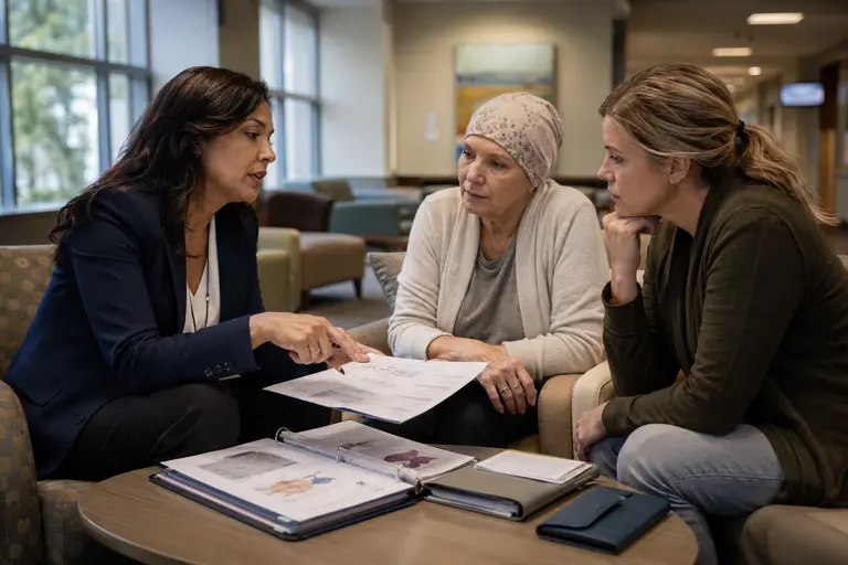 Cancer patient meeting with a hospital patient navigator